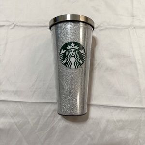 Silver glitter Starbucks cup without straw